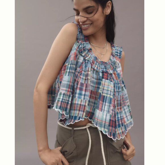 Anthropologie Pilcro Scallop-Hem Patchwork Tank Size M - Picture 1 of 5